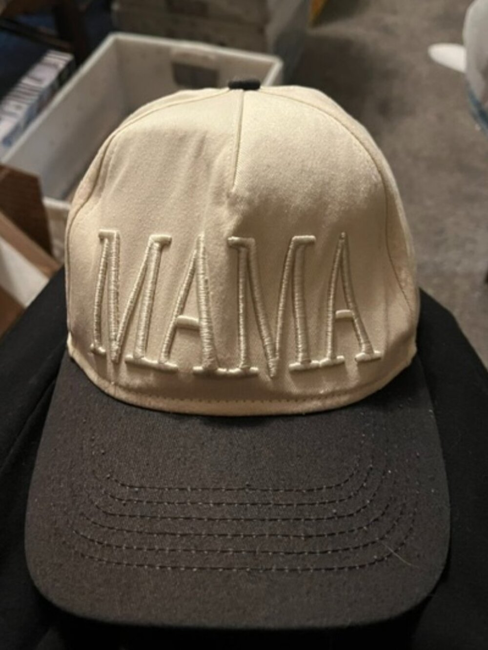 Cute Adjustable Canvas Beige "MaMa" BallCap